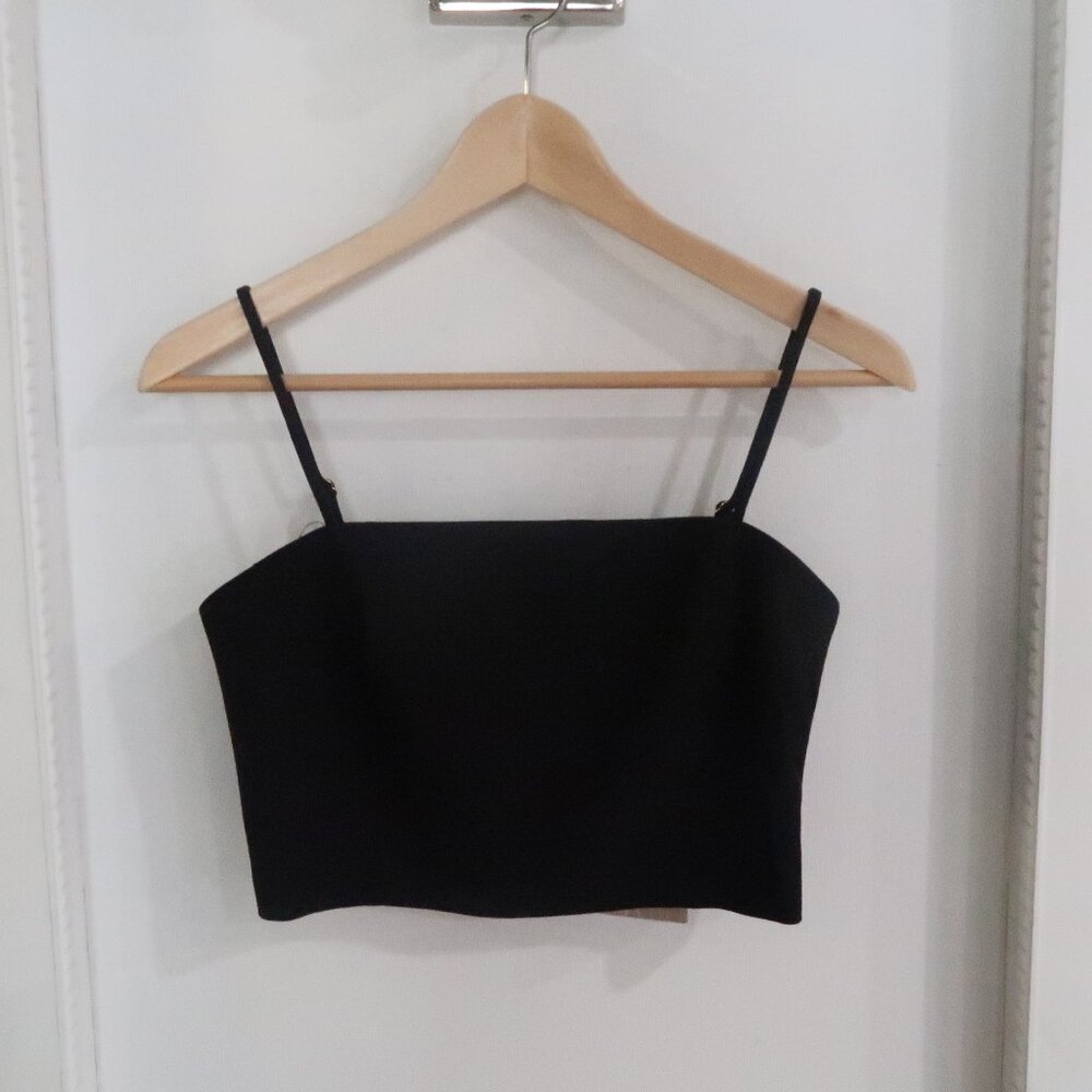 NWT Meshki Grace Suiting  Black Crop Top Minimalist Spaghetti Strap Size XS
